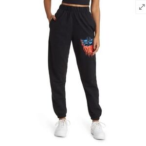 Boys Lie Black Track Joggers with Blue and Orange Flame Graphic
